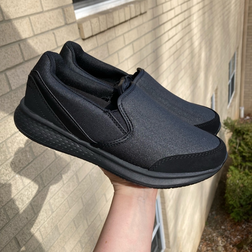 Women's Black Slip-On Athletic Walking Shoes - Lightweight Support